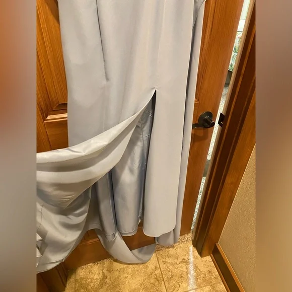 Azazie ‘Cosette’ Bridesmaids Dress Dusty Blue Chiffon - Picture 8 of 10